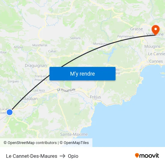 Le Cannet-Des-Maures to Opio map