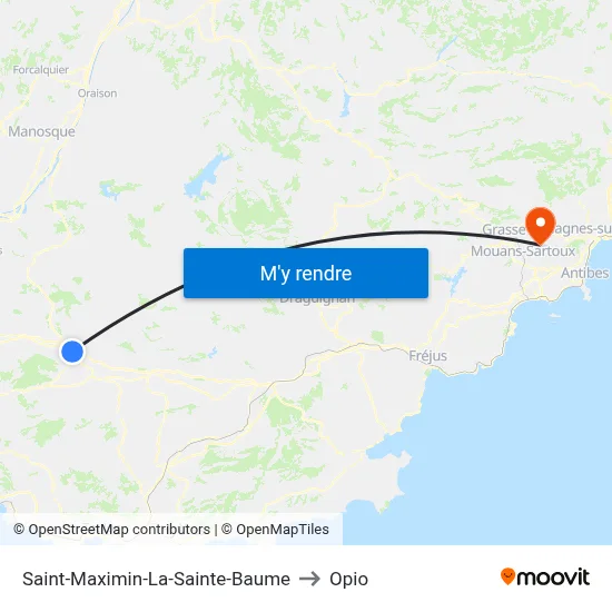 Saint-Maximin-La-Sainte-Baume to Opio map