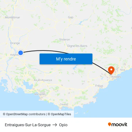 Entraigues-Sur-La-Sorgue to Opio map