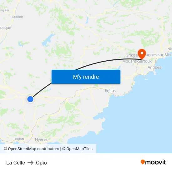La Celle to Opio map