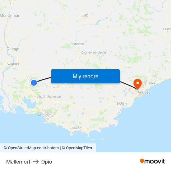 Mallemort to Opio map