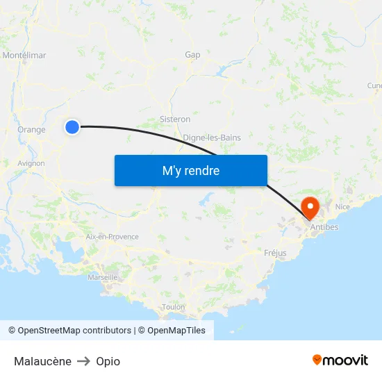 Malaucène to Opio map