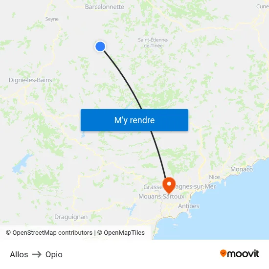 Allos to Opio map
