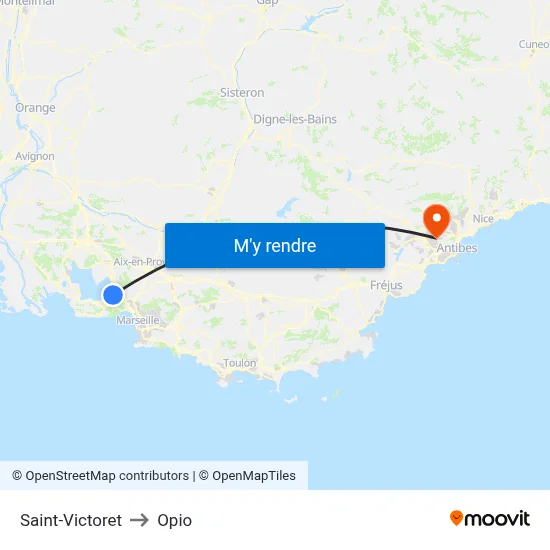 Saint-Victoret to Opio map