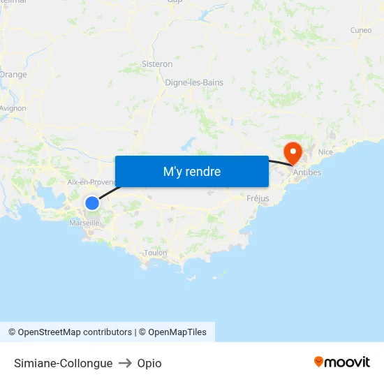 Simiane-Collongue to Opio map