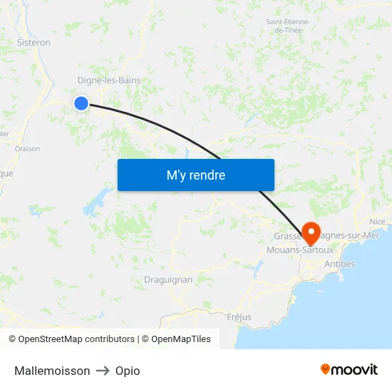Mallemoisson to Opio map