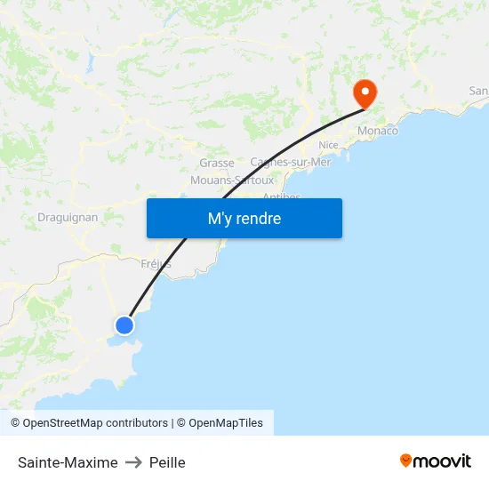 Sainte-Maxime to Peille map