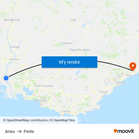 Arles to Peille map