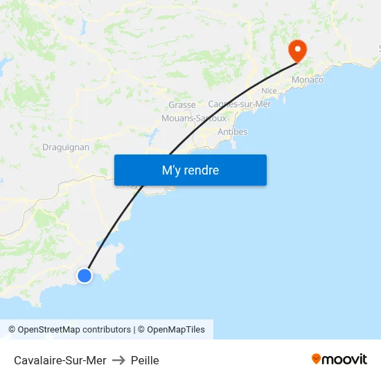 Cavalaire-Sur-Mer to Peille map