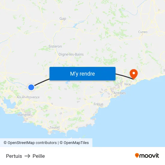 Pertuis to Peille map