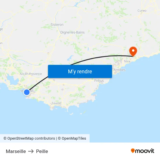 Marseille to Peille map