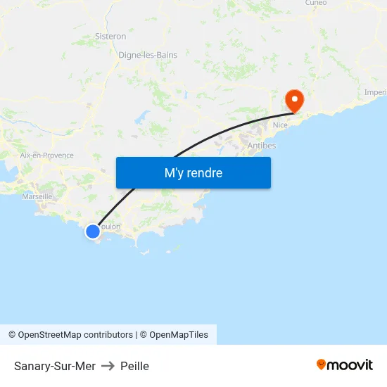 Sanary-Sur-Mer to Peille map