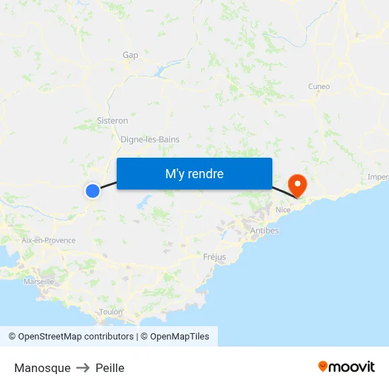 Manosque to Peille map