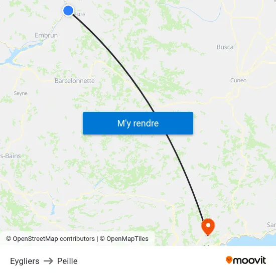 Eygliers to Peille map