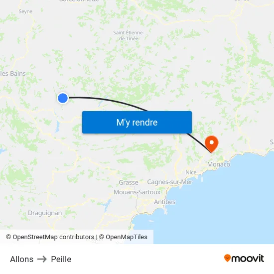 Allons to Peille map