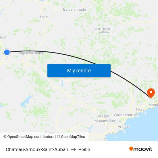 Château-Arnoux-Saint-Auban to Peille map