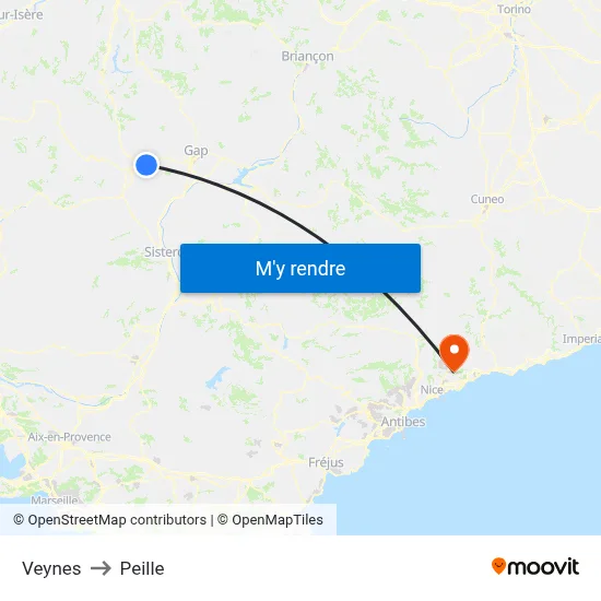 Veynes to Peille map