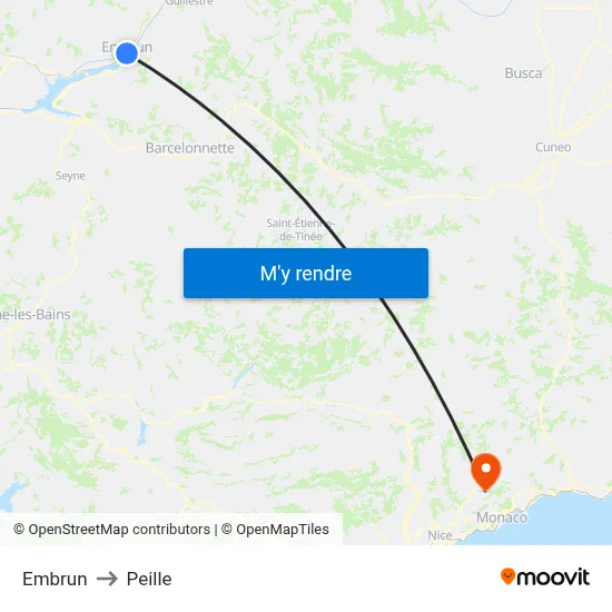 Embrun to Peille map
