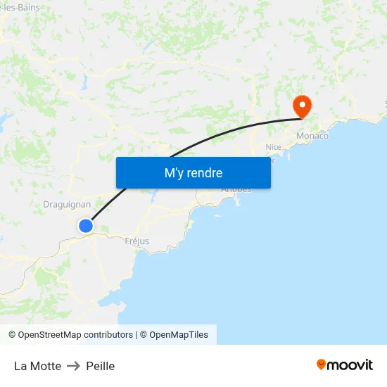 La Motte to Peille map