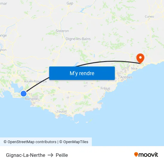 Gignac-La-Nerthe to Peille map