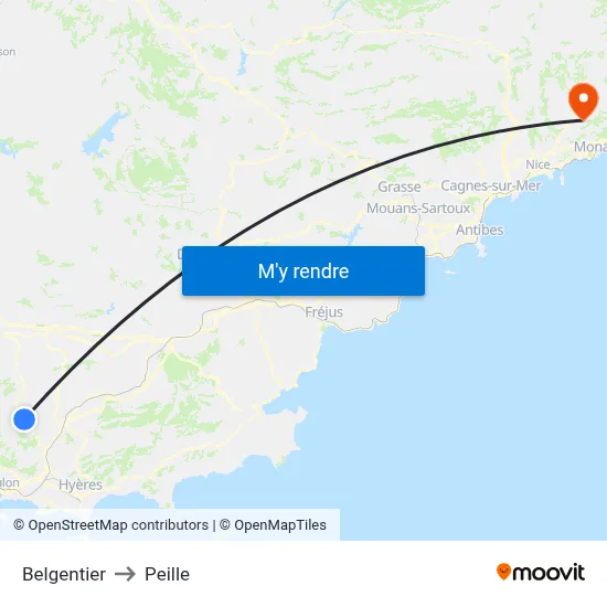 Belgentier to Peille map