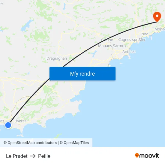 Le Pradet to Peille map
