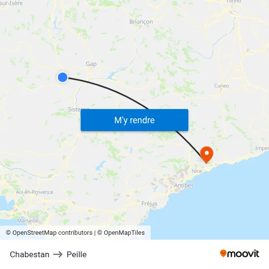 Chabestan to Peille map