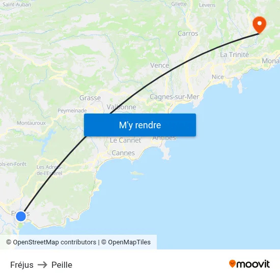 Fréjus to Peille map