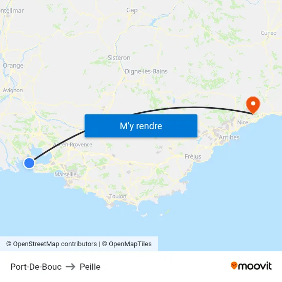 Port-De-Bouc to Peille map