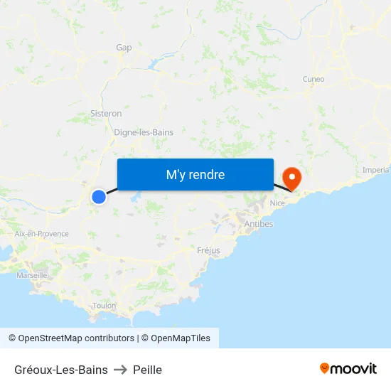 Gréoux-Les-Bains to Peille map
