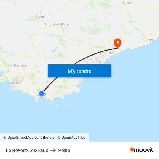 Le Revest-Les-Eaux to Peille map