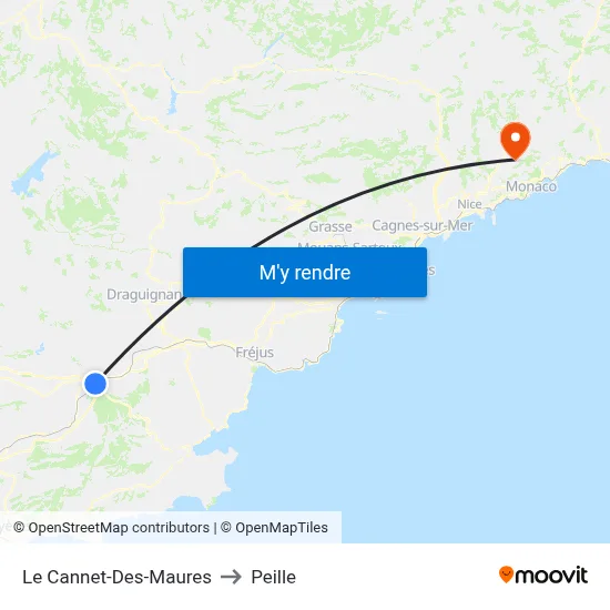 Le Cannet-Des-Maures to Peille map