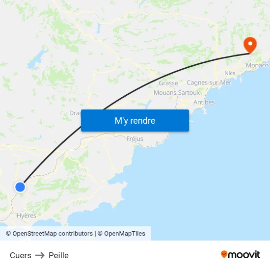 Cuers to Peille map