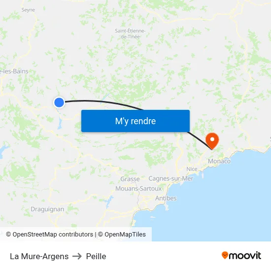 La Mure-Argens to Peille map