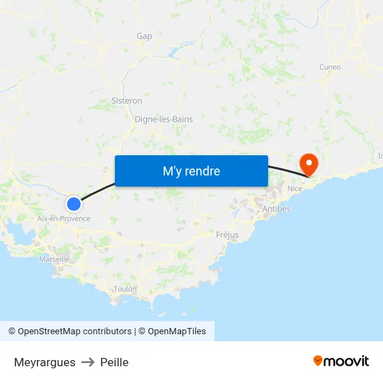 Meyrargues to Peille map