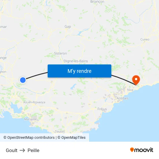 Goult to Peille map