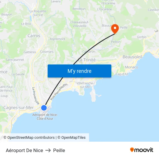 Aéroport De Nice to Peille map