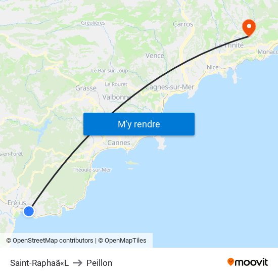 Saint-Raphaã«L to Peillon map