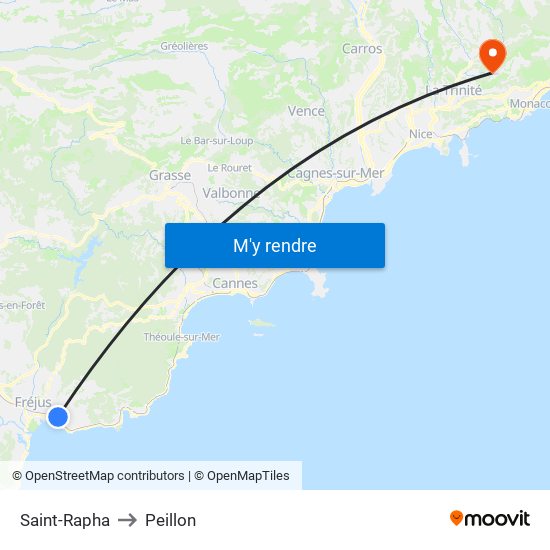 Saint-Rapha to Peillon map