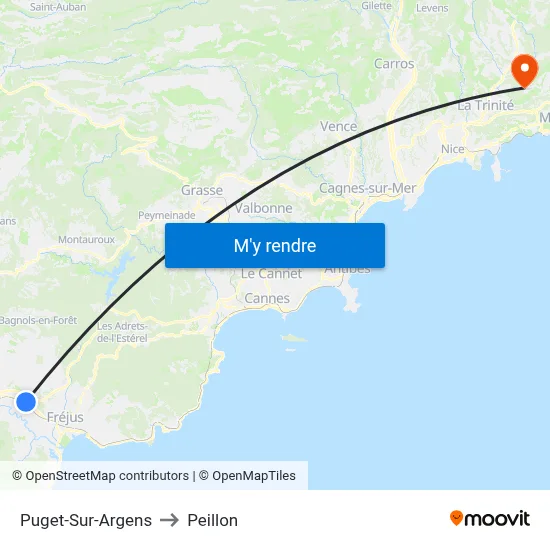 Puget-Sur-Argens to Peillon map