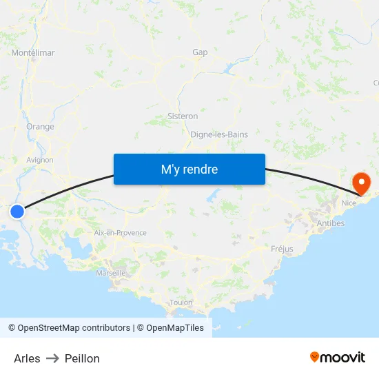 Arles to Peillon map