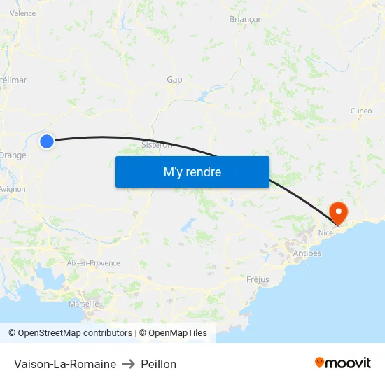 Vaison-La-Romaine to Peillon map