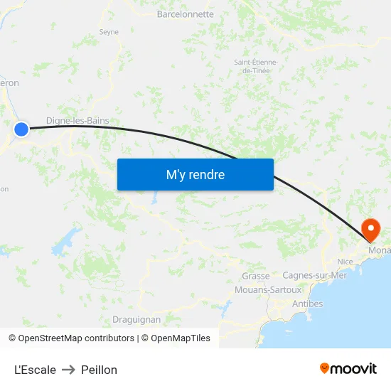 L'Escale to Peillon map