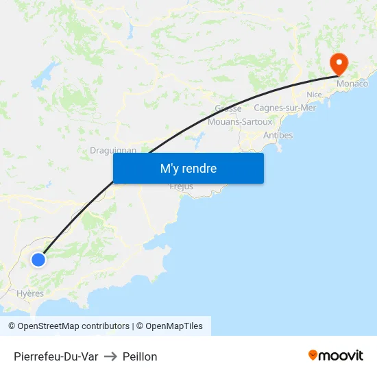 Pierrefeu-Du-Var to Peillon map