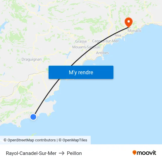 Rayol-Canadel-Sur-Mer to Peillon map