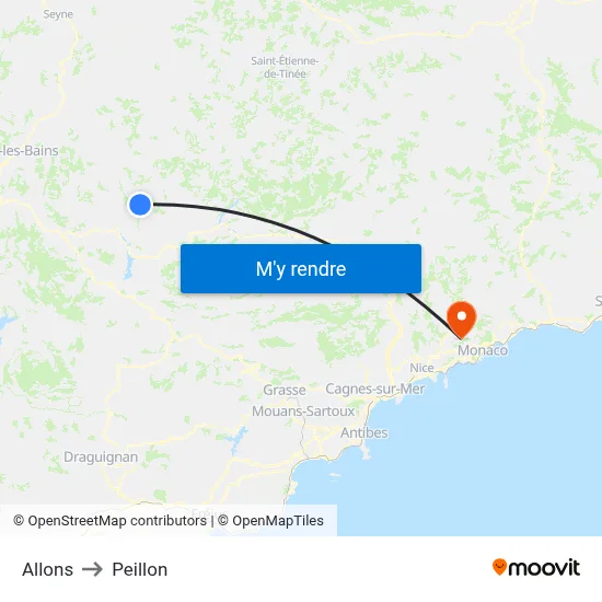 Allons to Peillon map