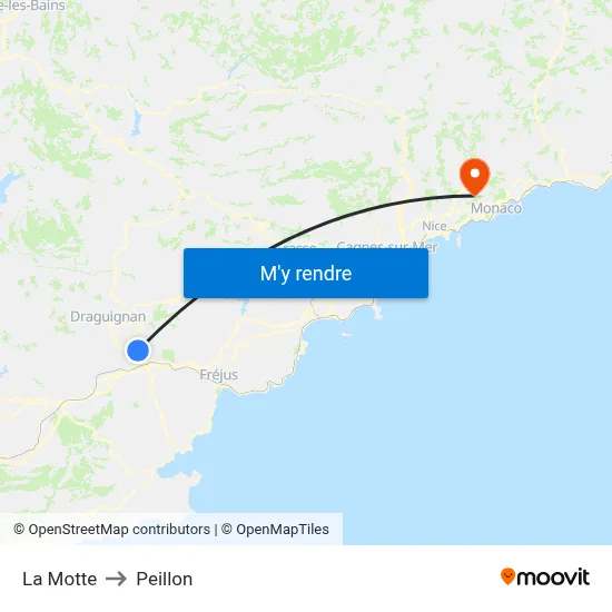 La Motte to Peillon map