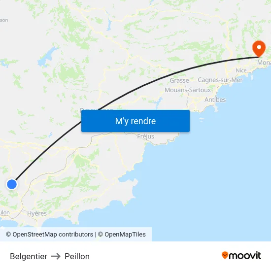 Belgentier to Peillon map