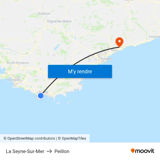 La Seyne-Sur-Mer to Peillon map