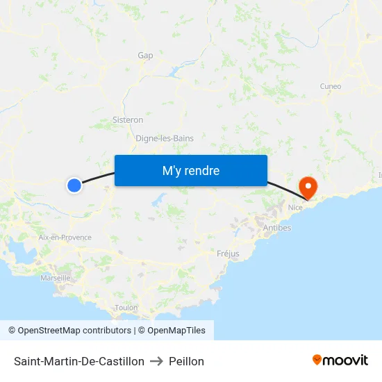 Saint-Martin-De-Castillon to Peillon map